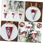 OKUMEYR 6Pcs Christmas Faceless Doll Design Cutlery Covers Festive Tableware Storage for Holiday Parties Non Woven Material for Christmas Table Decoration