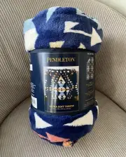 Pendleton Plush Throw Blanket Big Thunder 50" x 70" Navy Aztec New