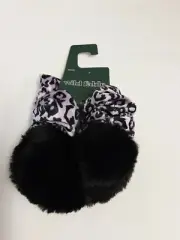 Wild Fable Hair Scrunchie Black Faux Fur & Pink Leopard Print BNWT!