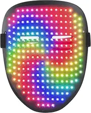 Bewinner LED Mask with Gesture Control for Halloween Costumes, Rechargeable Unisex LED Light Up Face, Transforming Mask Including 25 Static and 25 Moving Images