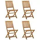 Folding Outdoor Chairs 4 pcs Solid Acacia Wood