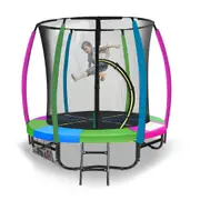 Kahuna 6ft Trampoline Free Safety Net Spring Pad Cover Mat Net Rainbow Round