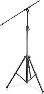 PYLE Microphone Stand Heavy Duty - Mic Stand Height Adjustable 51.2'' to 78.75'', w/Extendable Telescoping Boom Arm, Very Sturdy Tripod Base- Ideal for Studio or Performance Use- Black