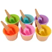 6Pcs Ice Cream Bowl Set Different Color Ice Cream Spoon Bowl Tableware Set