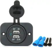 Waterproof Dual USB Charger Socket 1A & 2.1A for Ipad iPhone Car Boat Marine LED