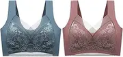 [ZRBDHGF] Bras For Women Wirefree Full Support, Wireless Front Closure Button Bra Racerback Minimizer No Underwire Comfort Bra