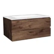 1200MM DARK OAK BATHROOM ENSUITE WALL HUNG VANITY CERAMIC BASIN