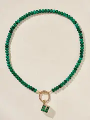 [Marla Aaron] Marla Aaron - Allstone Trundle Lock Ring + Inlay Charmed Box + Rondelle Strand 18-karat Gold, Malachite And Sapphire Necklace - One size One size Gold