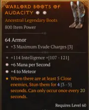 DIABLO 4SEASON 8Boots2 GA Meteor + Mana Per Sec + Intelligence