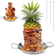 Skewer for Grill, Stainless Steel Vertical Skewer with ith 8/10/12” Roasting Sticks, Reusable Vertical Barbecue Stand for Whole Chicken Sausage Steak
