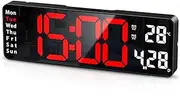 AMIR Digital Clock, 13" Large Display LED Wall Clock for Living Room Decor, Big Digital Wall Clock with Remote Control, Timer, 12/24H, Automatic Brightness Dimmer Big Clock with Day/Date/Temperature