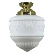 Senator Opal Matt 8&quot; Shade w 4 1/4&quot; Brass Batten Fix Light