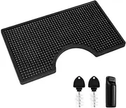 Dbgogo Kegerator Bar Mat PVC Keg Drip Mat Kegerator Tower Beer Drip Tray Non-Slip Rubber Kegerator Drip Tray Kegerator Surface Mount Beverage Bar Drip Tray with 4.5'' Draft Beer Tower Flange Cutout