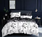 Tree Reversible Quilt/Doona/Duvet Cover Set(King Size) - White M386