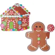 Gingerbread House and Man Cake Layon (2 Pieces) Winter themed Cake Decor