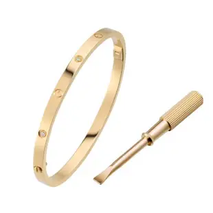 【櫻雪二手】Cartier卡地亞LOVE系列18k黃金窄版鑲6鑽手環手鐲B6047617