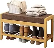 Bamboo Shoe Bench Shoe Storage Shelf with Sponge Cushion Heavy Duty Shoe Organizer Shoe Holder for Closet Entryway Cloakroom (Color : B) (Color : B)