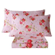 Bedlifes Queen Sheet Set Ultra Soft Breathable Silky Flower Bed Sheets Deep