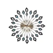 Artiss 60CM Peacock Wall Clock Large 3D Modern Crystal Luxury Round Wall Cloc...