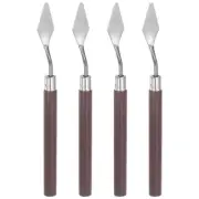 4pcs 14mm No.3 Painting Palette Knives Stainless Steel Spatula Red Wood Handle