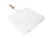 BBQ CHOICE All Purpose Rosewood/Stainless Steel Mesh Barbecue Grilling Basket