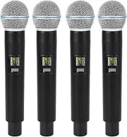 Wireless Microphone Set, Rechargeable 164ft Range Handheld Dynamic Wireless Mic with Windscreen, for Stage Recording Karaoke Speech(4 Pcs)