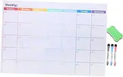 Veemoon Magnetic Refrigerator Calendar Whiteboard Monthly Planner for Home Office School Dry Erase Memo Board with Stain Surface for Organizing Lists Reminders Set with Brush Random Color