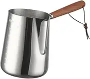 ＫＬＫＣＭＳ Turkish Warmer Coffee Pot Milk Frother Cup Wooden Handle Milk Frothing Pitcher Coffee Kettle for Kitchen Cafe Bar Restaurant, 1000ML