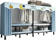 Canvas Wardrobe Installation-Free Folding Wardrobe Foldable Closet with Screen Curtain Simple Steel Frame Cloth Wardrobe Dustproof Shelf