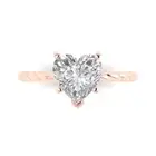 2 Heart Rope Knot Wedding Bridal Promise Engagement Ring Real 14k Rose Gold