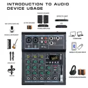 Professional Digital DJ Mixer Console 4 Channel Audio Mixer with USB Port Supports Bluetooth Connec White
