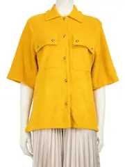 Yellow Terry Button Up Top