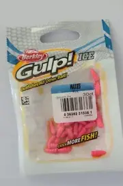 Berkley Gulp Alive Waxies Ice Fishing Waxies - Pink Color - 30 Count Pack