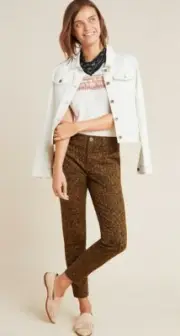 Anthropologie Sanctuary Leopard Cheetah Print Slim Fit Chino Pants 31 NWT