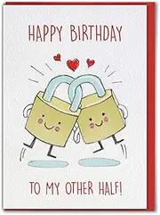 [Brainbox Candy] Cute Birthday - 'To My Other Half!' - Birthday Cards For Him Her Boyfriend Girlfriend Husband Wife Partner