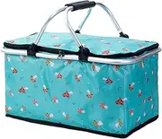 Insulated Picnic Basket - Food Delivery Bag | Insulated Waterproof Foldable Portable Basket Cooler for Camping Gathering Travel Beach Family