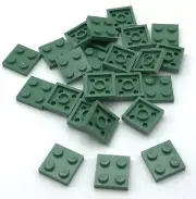 Lego 25 New Sand Green Plates 2 x 2 Dot Pieces Building Blocks Pieces