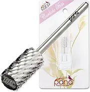 (2x Coarse) - PANA Professional 0.2cm Shank Size - Flat Top Large Barrel Silver Carbide Bit 2X Coarse Grit - Nail Drill Bit Machine