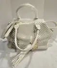 Alyssa Vegan White Weave Bag With Tassel NWT