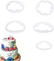 5PCS Cloud Cookie Cake Cutter Cloud Shape Mold Cake Decoration,Plastic Fondant Cutter,Baking Accessory Embossing Tool,for Baking Room Coffee Shop Birthday Wedding Children DIY Cookwar