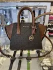 Michael Kors Avril Small Leather Logo Satchel Crossbody Brown Top Zip Bag NWT
