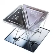 KINGS Portable Stainless Steel Folding Firepit 42 x 42 cm height 32cm has Baseplate and Storage Bag