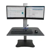 Victor Technology Manual Dual Monitor Standing Desk 20"H Adjustable Height Black