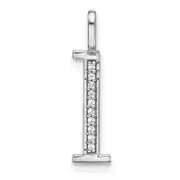 14K White Gold Real Diamond Lower Case Letter L Initial Pendant