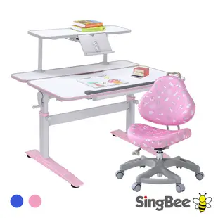 【SingBee 欣美】寬105cm 兒童桌椅組SBD-501+SBD-80+131(可升降桌椅 成長書桌椅 兒童書桌)