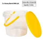 5 x 1.2L Plastic Honey Bucket Barrel Pails Tamper Proof Lid Food Grade Container