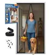 High-Density Magnetic Screen Door Mesh for Home and Patio Tear Resistant Back...
