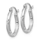 Designs by Nathan | 14k White Gold Satin and Diamond-cut Round Hoop Earrings
