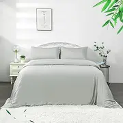 LINENOVA 100% Bamboo Quilt Cover Set Super King - Cooling Breathable for Hot Sleepers- Silky Smooth 3pcs Doona Cover Set with Corner Ties & Button Closure - (Sage Green, Super King)