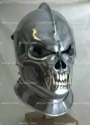 Medieval Demonic Face Helmet Steel Battle Ready Knight Brass Costume Prop Helmet